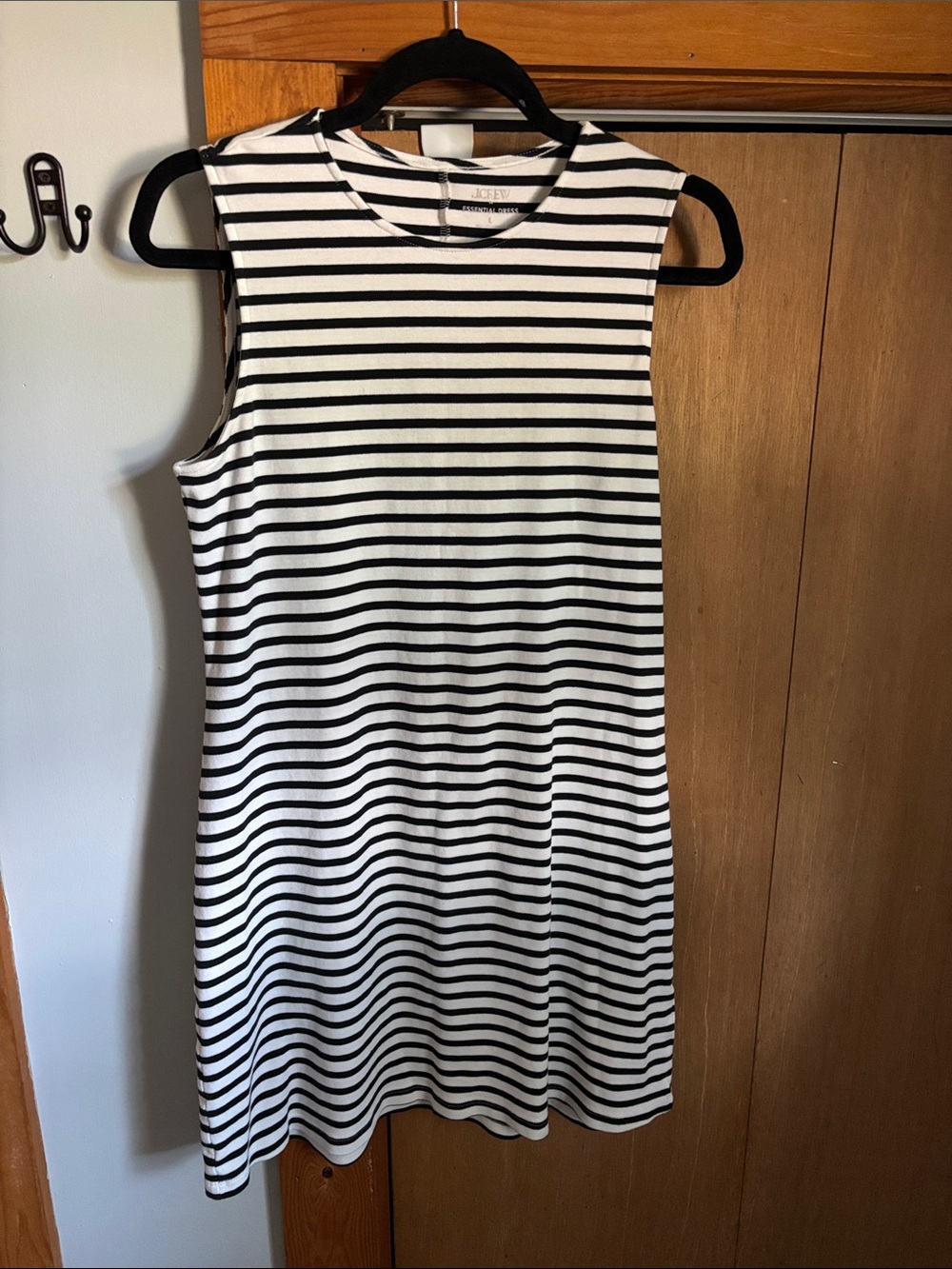 J. Crew Factory Sleeveless Black and White Striped Midi Dress